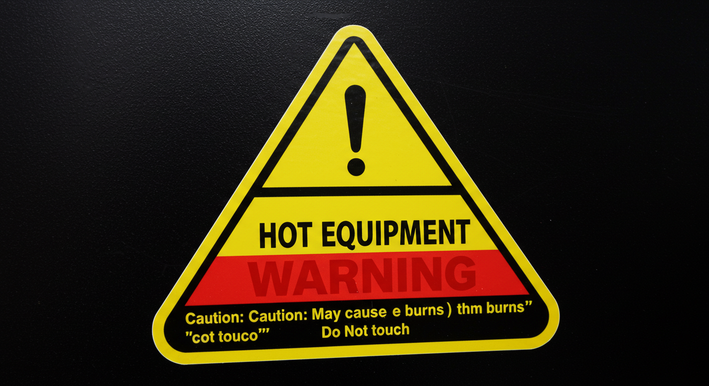 ملصق تحذير المعدات الساخنة